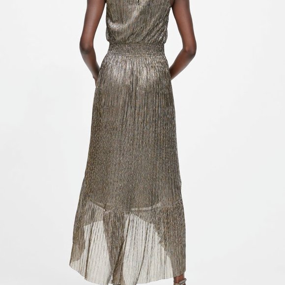 NEW NWT BANANA REPUBLIC METALLIC HIGH LOW DRESS, SIZE 2 PETITE, - Picture 2 of 4